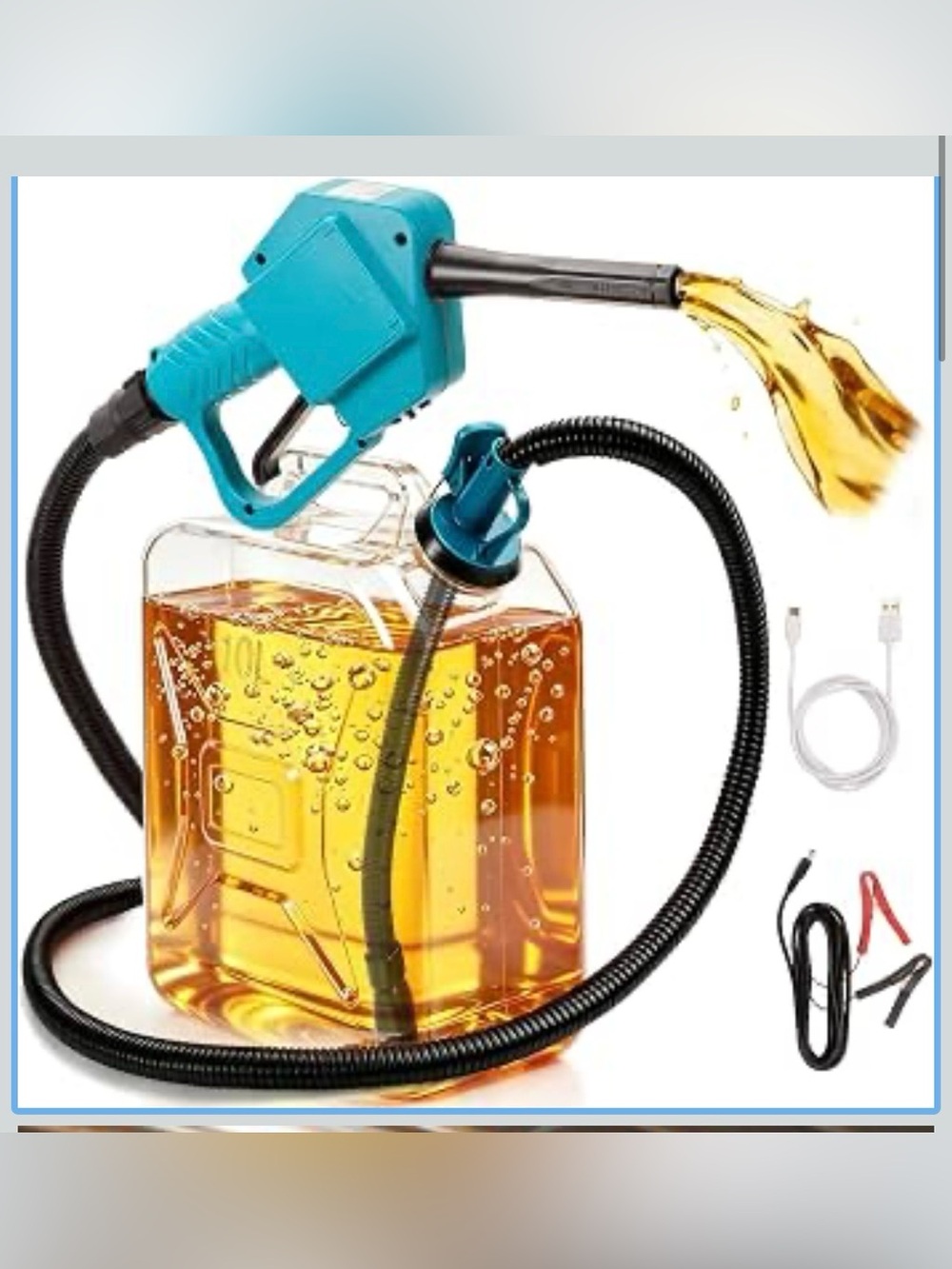 Portable Teal Electric Fuel Transfer Pump - Easy Pour